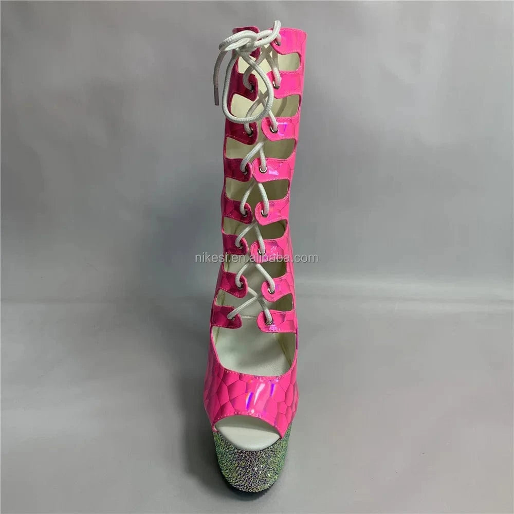 Shiny diamond sole pink radium radiation sexy upper sexy super high heel