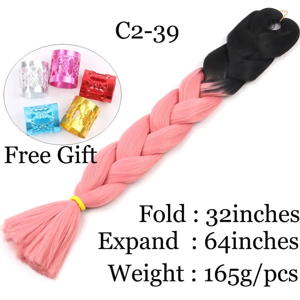 Shipping by DHL50packs/carton 165g solid 82inch and ombre 64inch synthetic jumbo braid