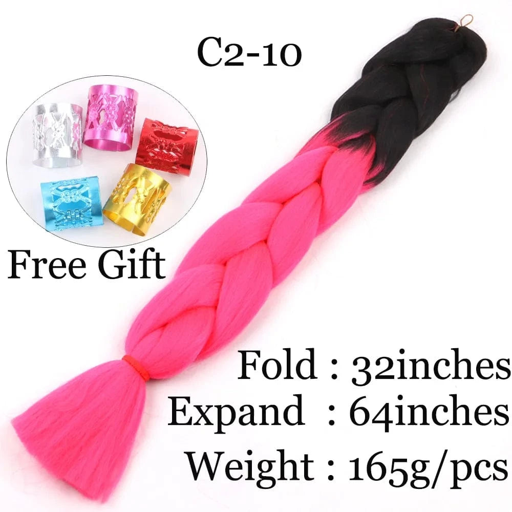 Shipping by DHL50packs/carton 165g solid 82inch and ombre 64inch synthetic jumbo braid