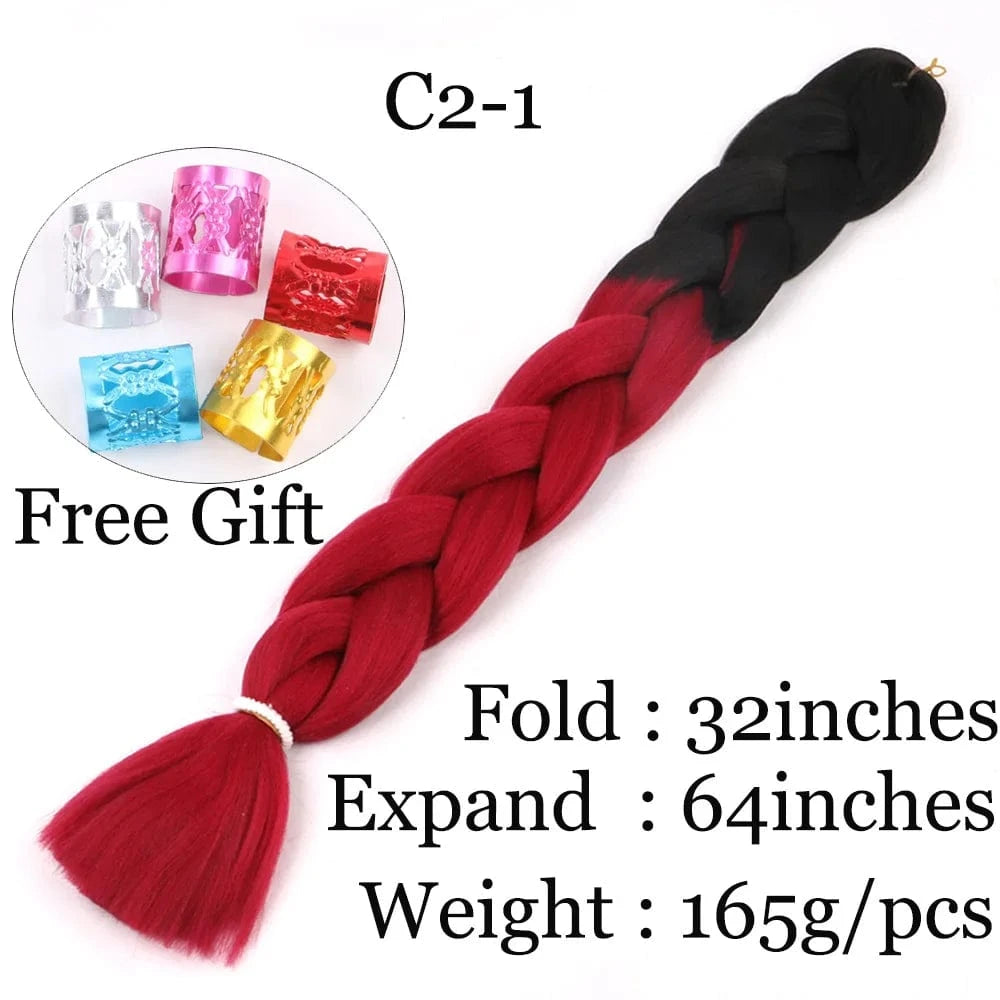 Shipping by DHL50packs/carton 165g solid 82inch and ombre 64inch synthetic jumbo braid