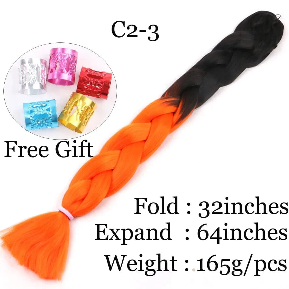 Shipping by DHL50packs/carton 165g solid 82inch and ombre 64inch synthetic jumbo braid