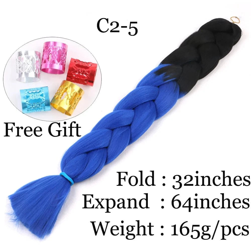 Shipping by DHL50packs/carton 165g solid 82inch and ombre 64inch synthetic jumbo braid