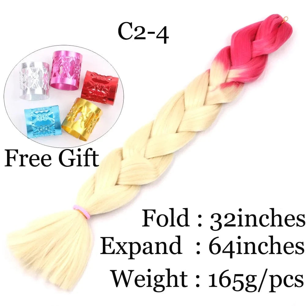 Shipping by DHL50packs/carton 165g solid 82inch and ombre 64inch synthetic jumbo braid