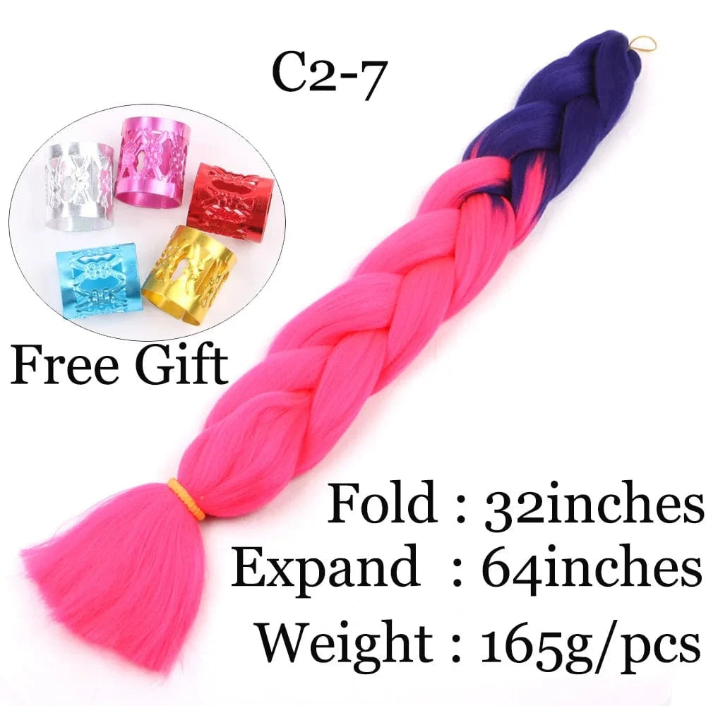 Shipping by DHL50packs/carton 165g solid 82inch and ombre 64inch synthetic jumbo braid