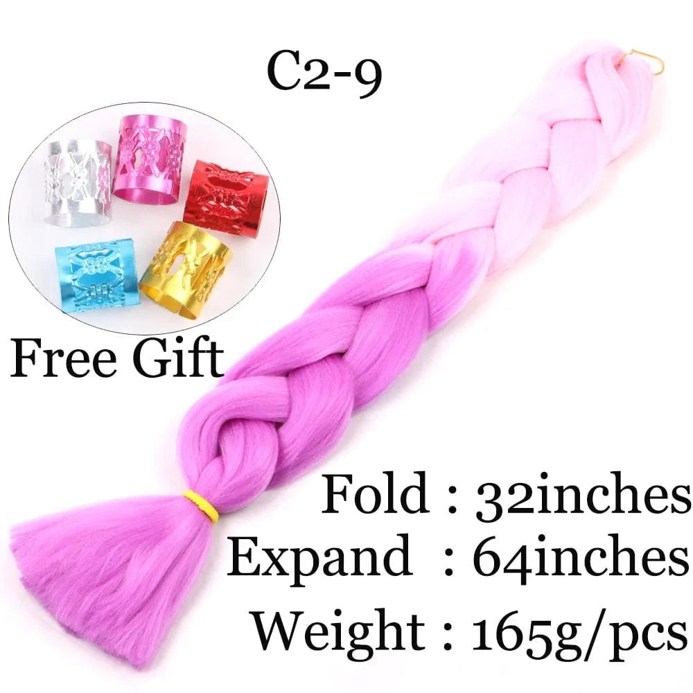 Shipping by DHL50packs/carton 165g solid 82inch and ombre 64inch synthetic jumbo braid