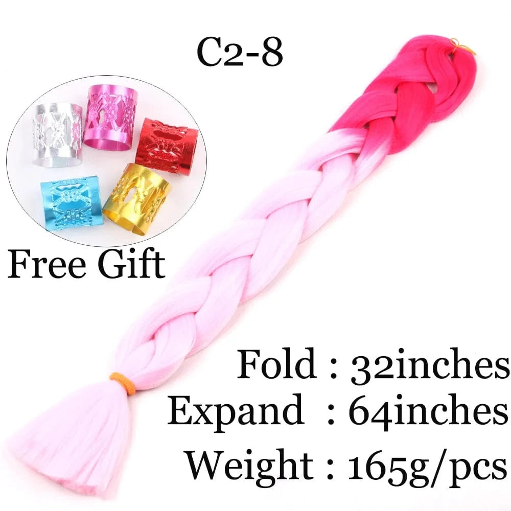 Shipping by DHL50packs/carton 165g solid 82inch and ombre 64inch synthetic jumbo braid