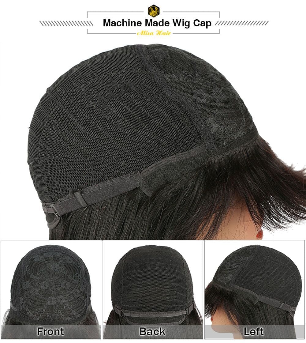 Short Bob Straight Pixie Cut None Lace Wig Ombre Black to Blonde Color Human Hair Lace Front Wigs