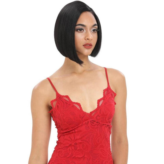 short bob wig sleek wholesale hot selling cheap heat resistant fiber bob straight lace part frontal synthetic hair wig for women