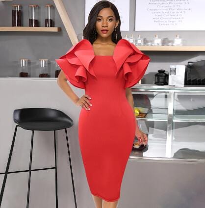 short dress 2022 Red Large Size Elegant Sexy Ruffles Women Prom Dresses