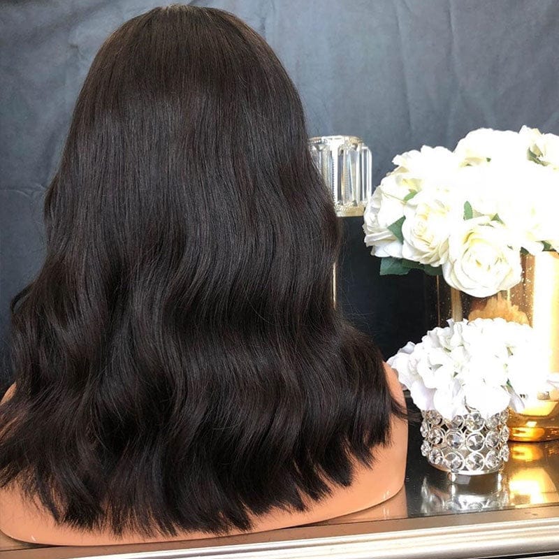 short human hair body wave middle part pre plucked natural hair line 150% 180% density human hair hd full lace wigs for women