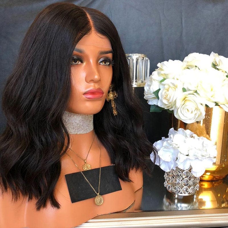 short human hair body wave middle part pre plucked natural hair line 150% 180% density human hair hd full lace wigs for women