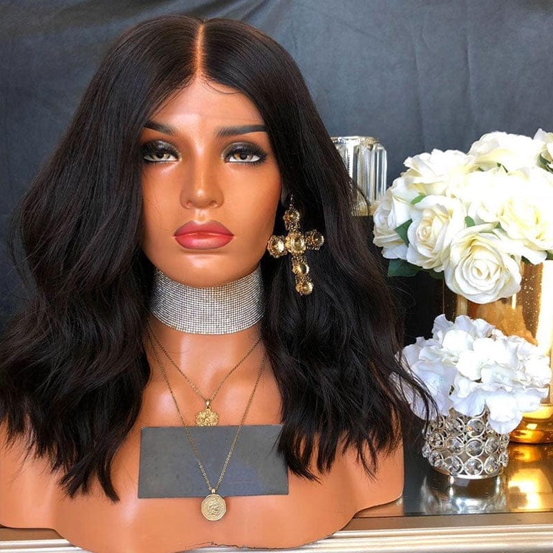 short human hair body wave middle part pre plucked natural hair line 150% 180% density human hair hd full lace wigs for women