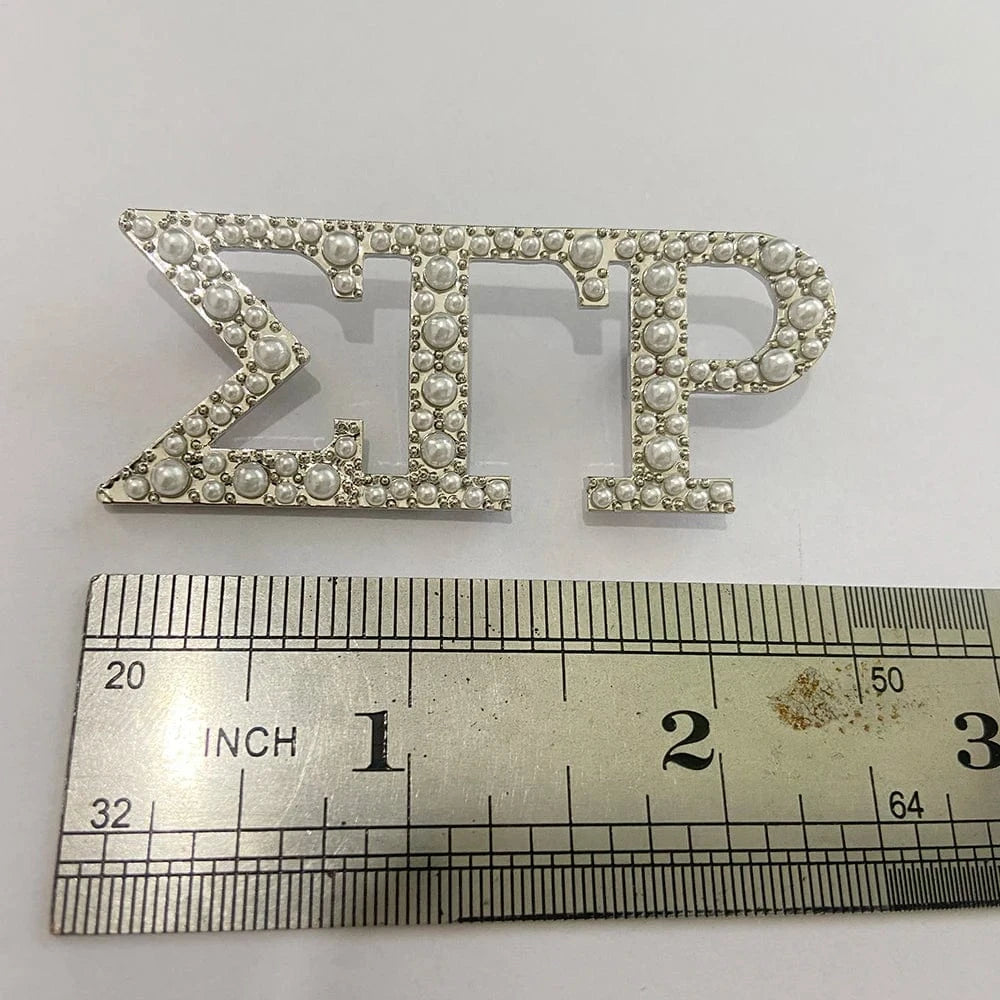 Sigma Gamma Rho Letter Sorority Pearl Rhinestone Pearl Brooch Women Jewellery Pin Brooch Graduation Gift