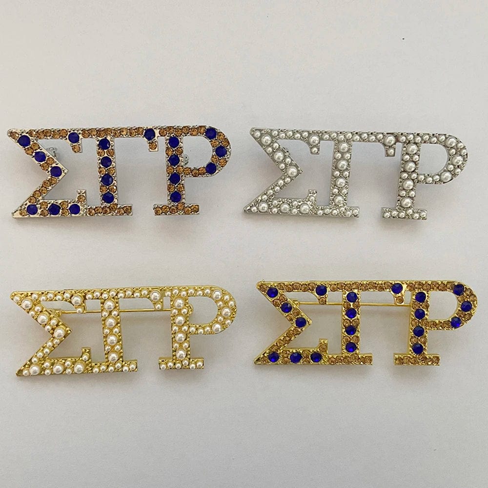 Sigma Gamma Rho Letter Sorority Pearl Rhinestone Pearl Brooch Women Jewellery Pin Brooch Graduation Gift