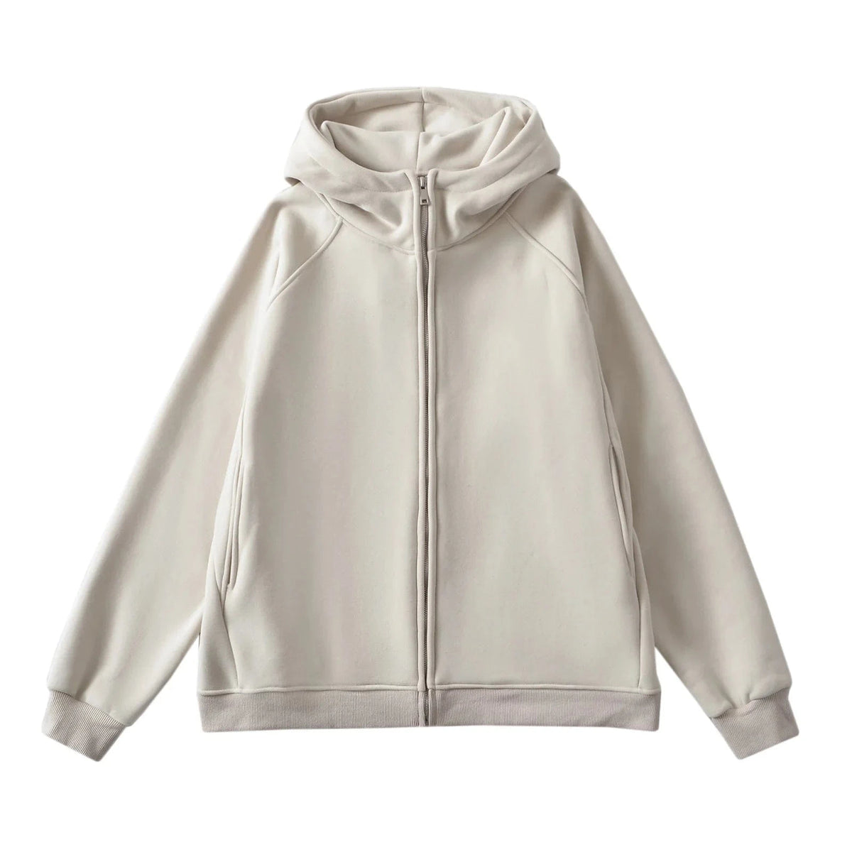 Silk screen printing / Free / Beige Winter quarter zip up heavyweight cotton fleece hoodies custom blank plain side pocket women hoodie