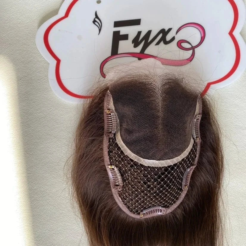 Silky Human Hair Toupee Mid Part Glueless Clip In Hair Base Topper For Women Vietnamese Cuticle Aligned Hair Fast Shipping