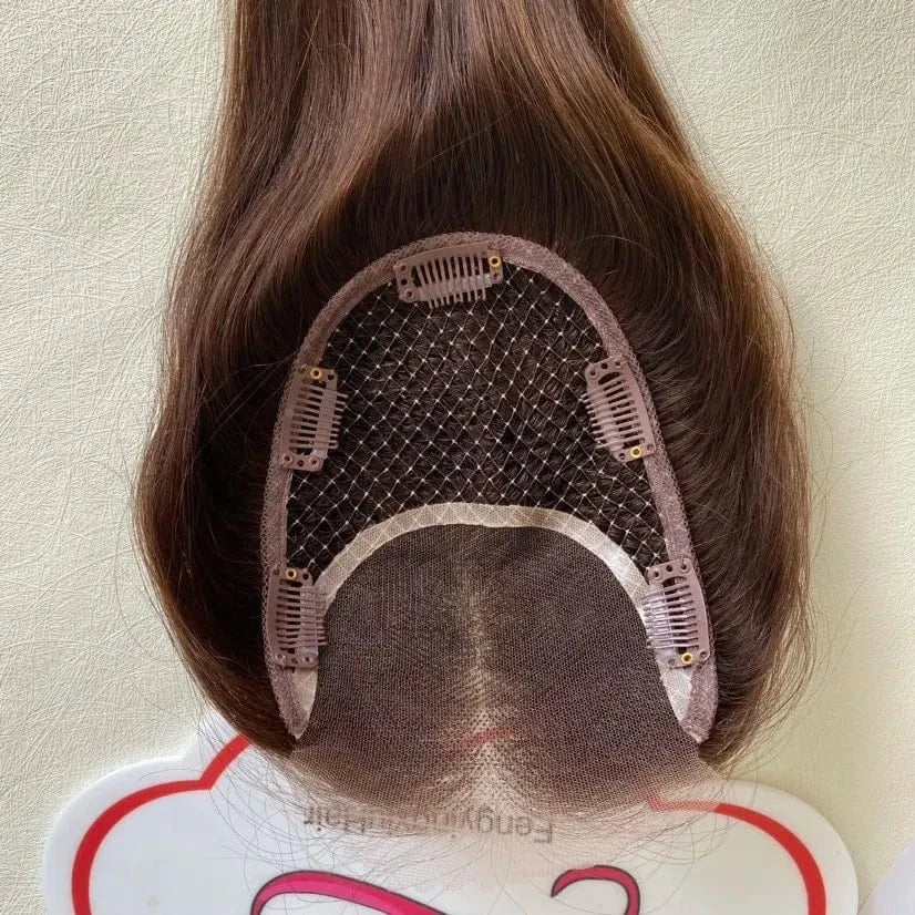 Silky Human Hair Toupee Mid Part Glueless Clip In Hair Base Topper For Women Vietnamese Cuticle Aligned Hair Fast Shipping