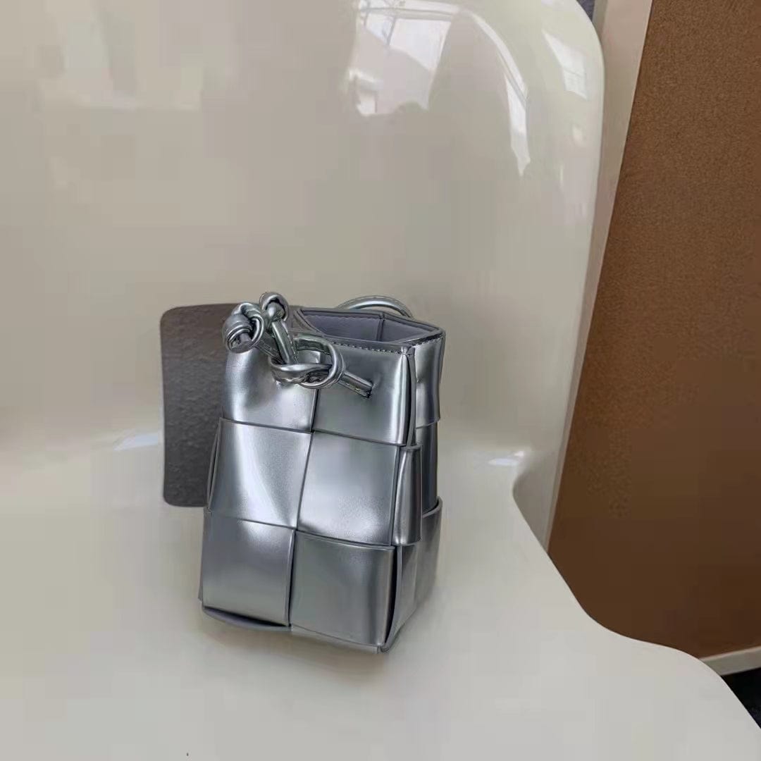 silver 2022 Spring Summer Metallic Leather Bucket Handbag Famous designer Candy Mini Purse Bucket Handbags For Women