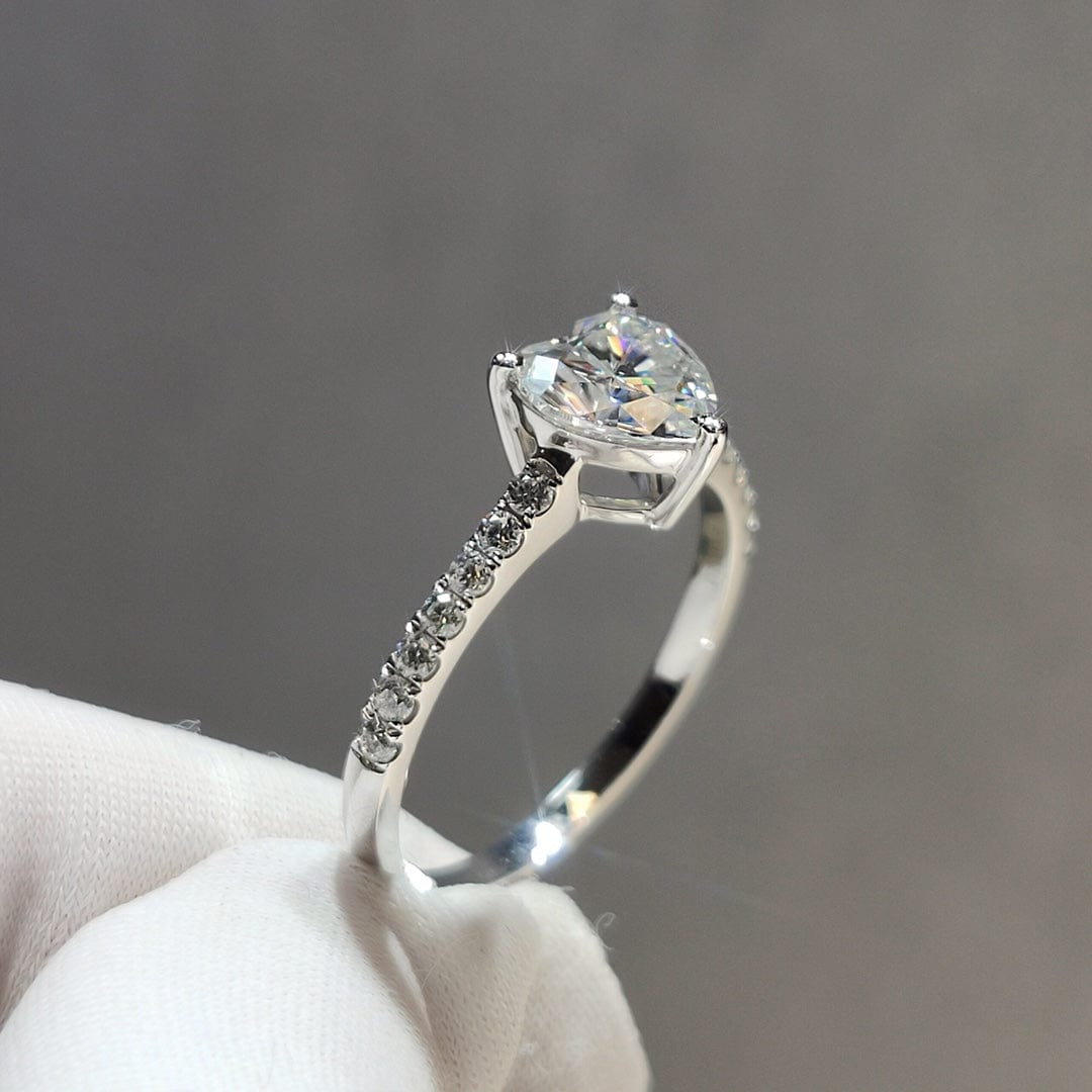 Silver 925 Original Diamond Test Past Excellent Cut 1 Carat Sparkling D Color Heart Moissanite Ring Gemstone Wedding Jewelry