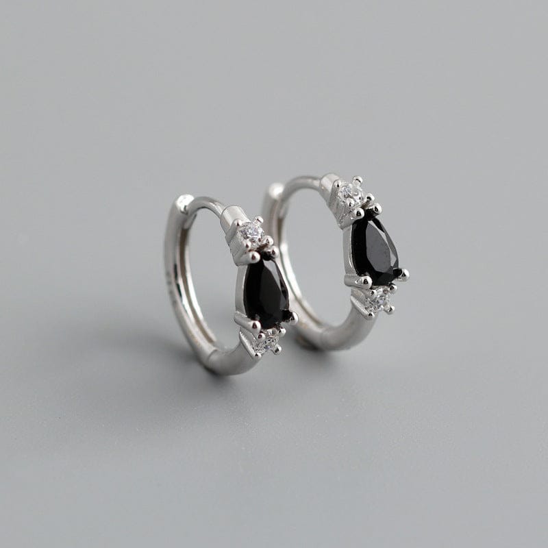 Silver+Black Zircon 2023 trendy fashion jewelry  925 sterling silver color cubic zircon CZ diamond gold huggie hoop earrings for women