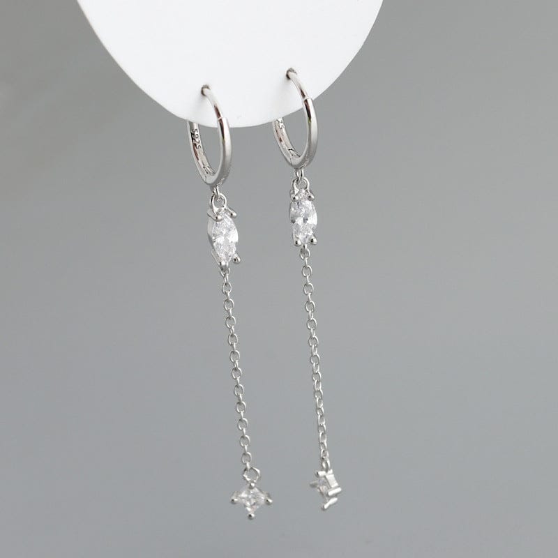 Silver+Colorless Cubic 2023 Fashion Earring Jewelry 925 Sterling Silver 18k Gold Plated Color Cubic Zircon Crystal Long Chain Tassel Earrings for Women