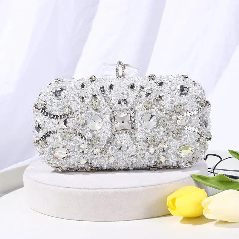 silver Creative Bead Embroidered Lady Inlaid With Diamond Bullet Holding Famous Ladies European And American Aristocratic Evening Bag