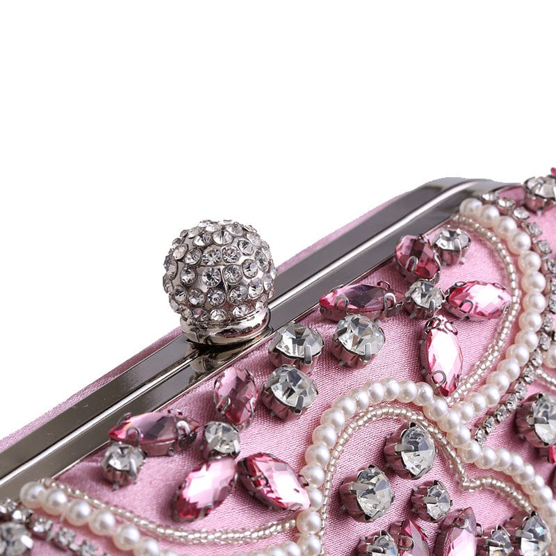 Silver Crystal Pearl Beaded Bridal Wedding Clutch| Wedding Crystal Clutch| Bridal Clutch Bag