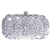 Silver Crystal Pearl Beaded Bridal Wedding Clutch| Wedding Crystal Clutch| Bridal Clutch Bag