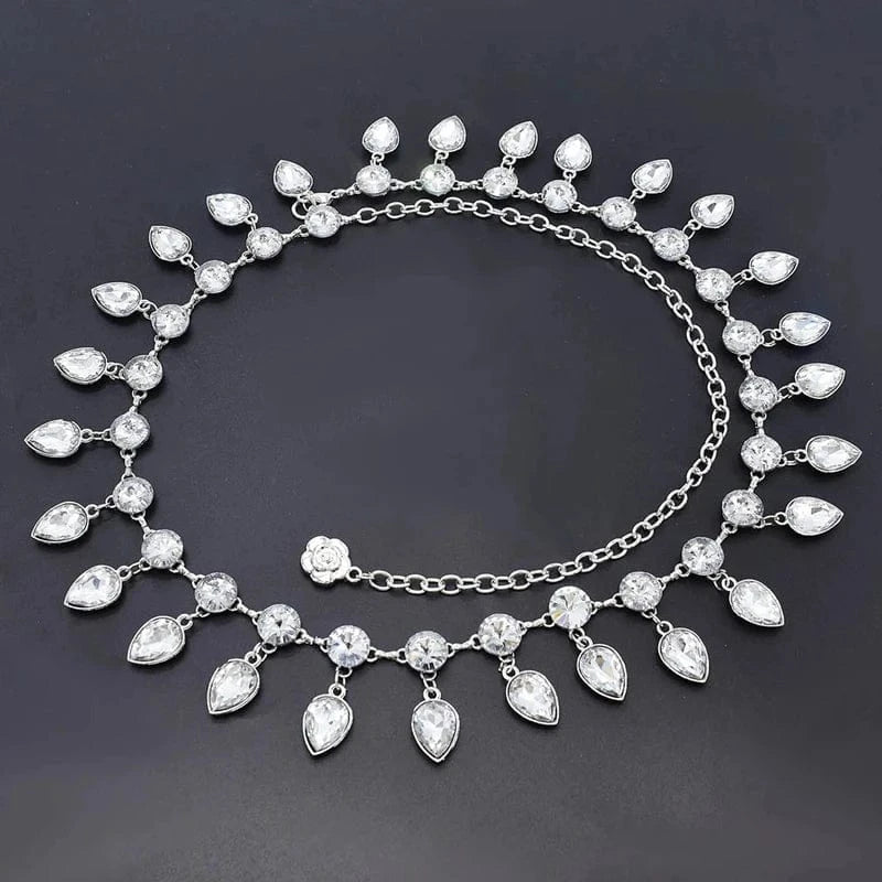 silver Fashion Body Jewelry Plated Silver Crystal Sexy Belly Diamond Waist Chain for Women Jewelry