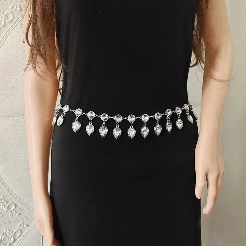 silver Fashion Body Jewelry Plated Silver Crystal Sexy Belly Diamond Waist Chain for Women Jewelry