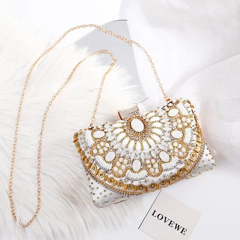 silver Fashion European And American Beaded Evening Clutch Bag Elegant And Charming Make-up Dinner Ladies Party Bride Embroidered Bag