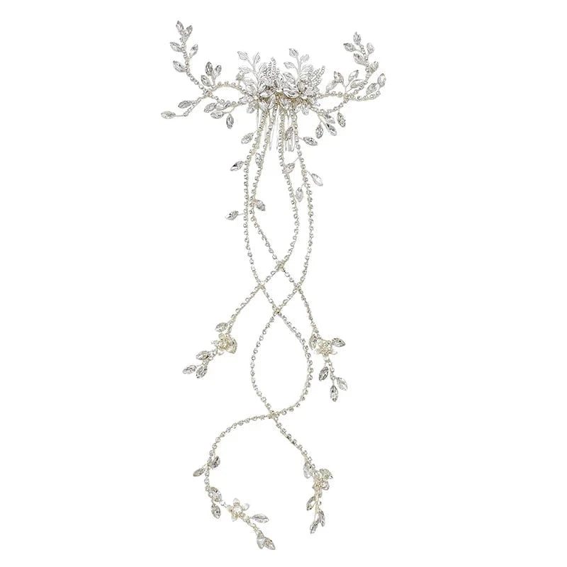 Silver Fashion Wedding Full Crystal Wedding Tassel Comb Handmade Wedding Head Accessories Bridal Hair Jewelry