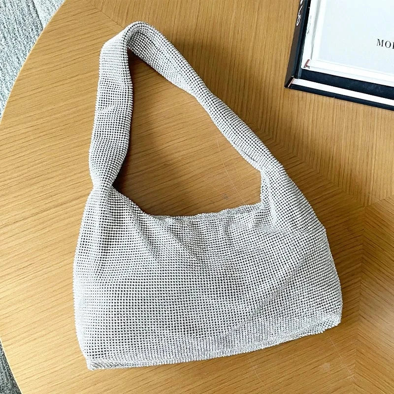 silver Fashionable women designer luxury rhinestone crystal 2M diamond evening clutch hand bag