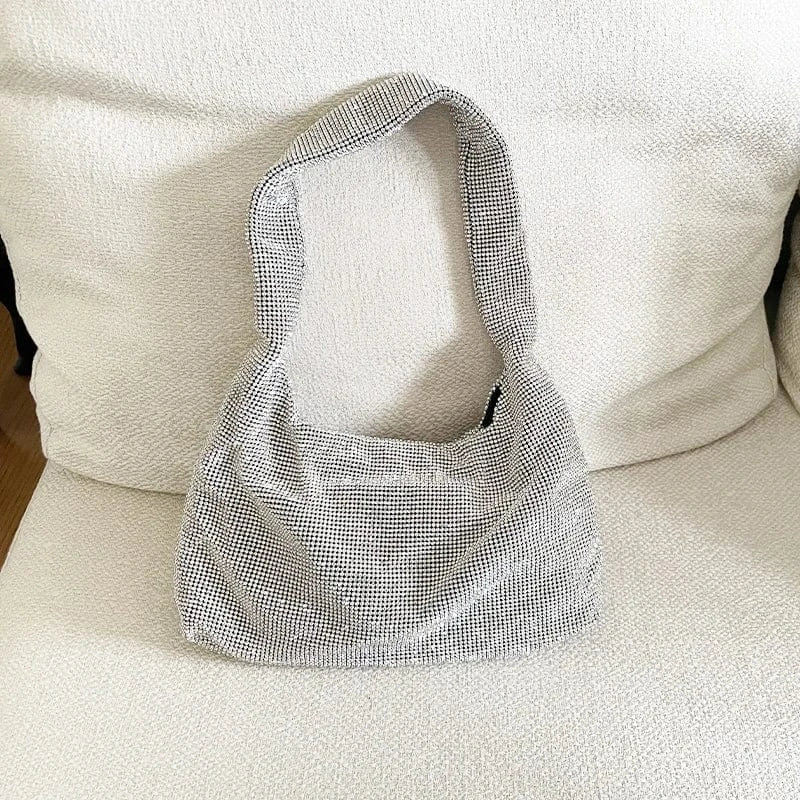 silver Fashionable women designer luxury rhinestone crystal 2M diamond evening clutch hand bag