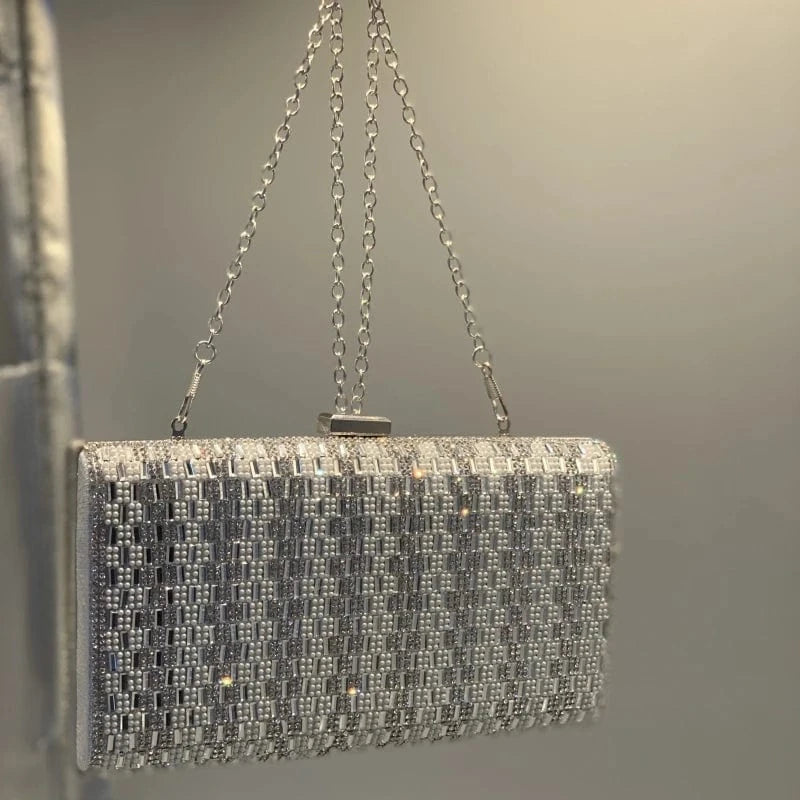 silver good quality bling diamond evening clutch purse 2023 clutch bags wholesale beaded luxury ladies clutch
