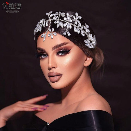 silver hair accessories S4223F     Bridal headdress pure handmade rhinestone hair band simple styling headband hair accessories  tiara crown for girls