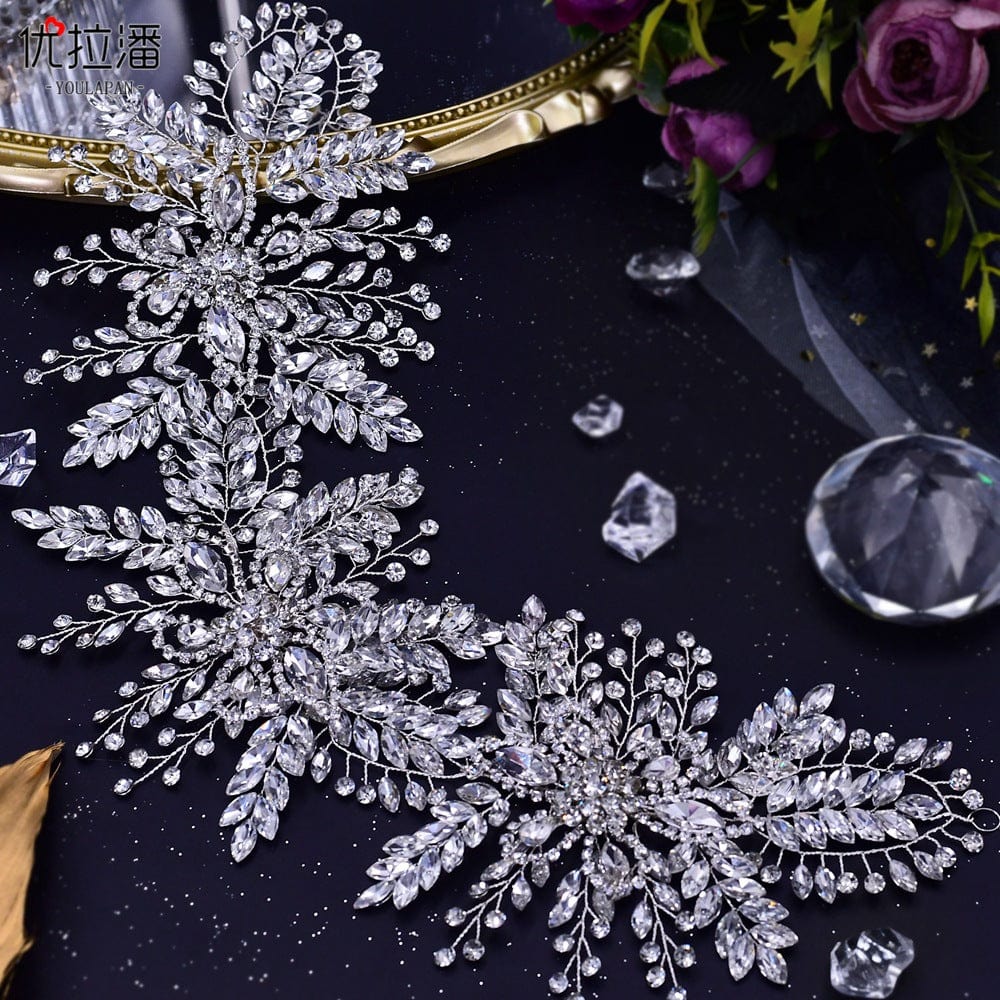silver hair accessories S4227F     Bridal Insert Comb Handmade Diamond Crystal Hair Accessory wedding makeup hair accessories tiara