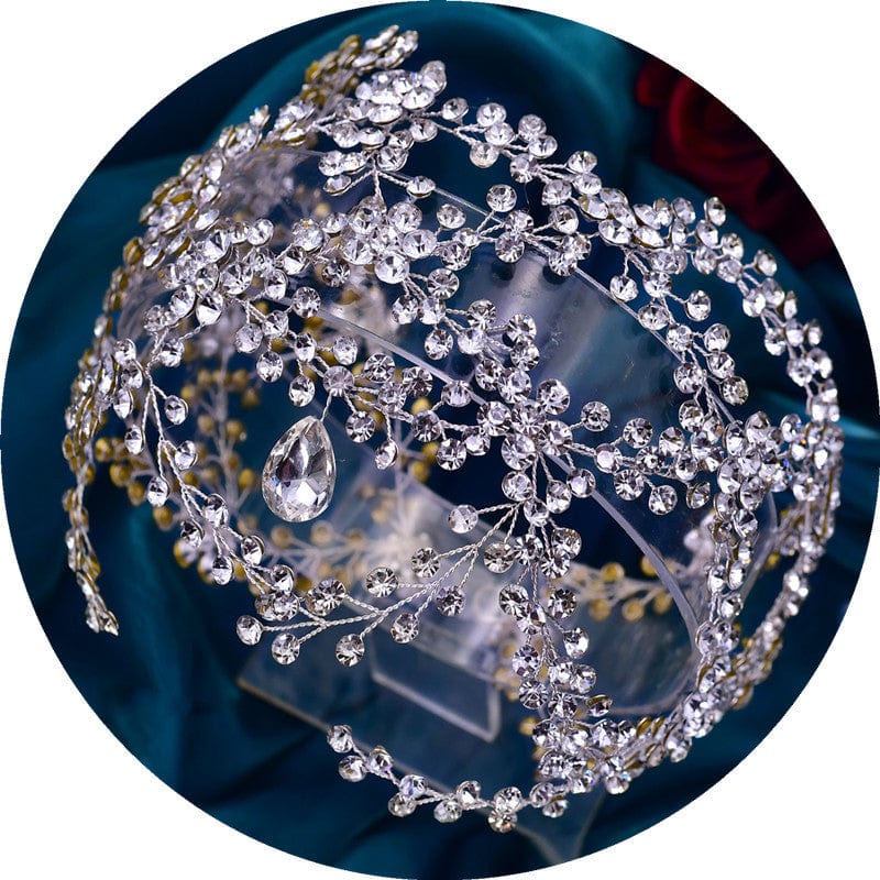 silver headdress S4200F   New Mesh Rhinestone Cross S-Bend Headgear Styling  Bridal Forehead Hair Accessories  wedding tiara