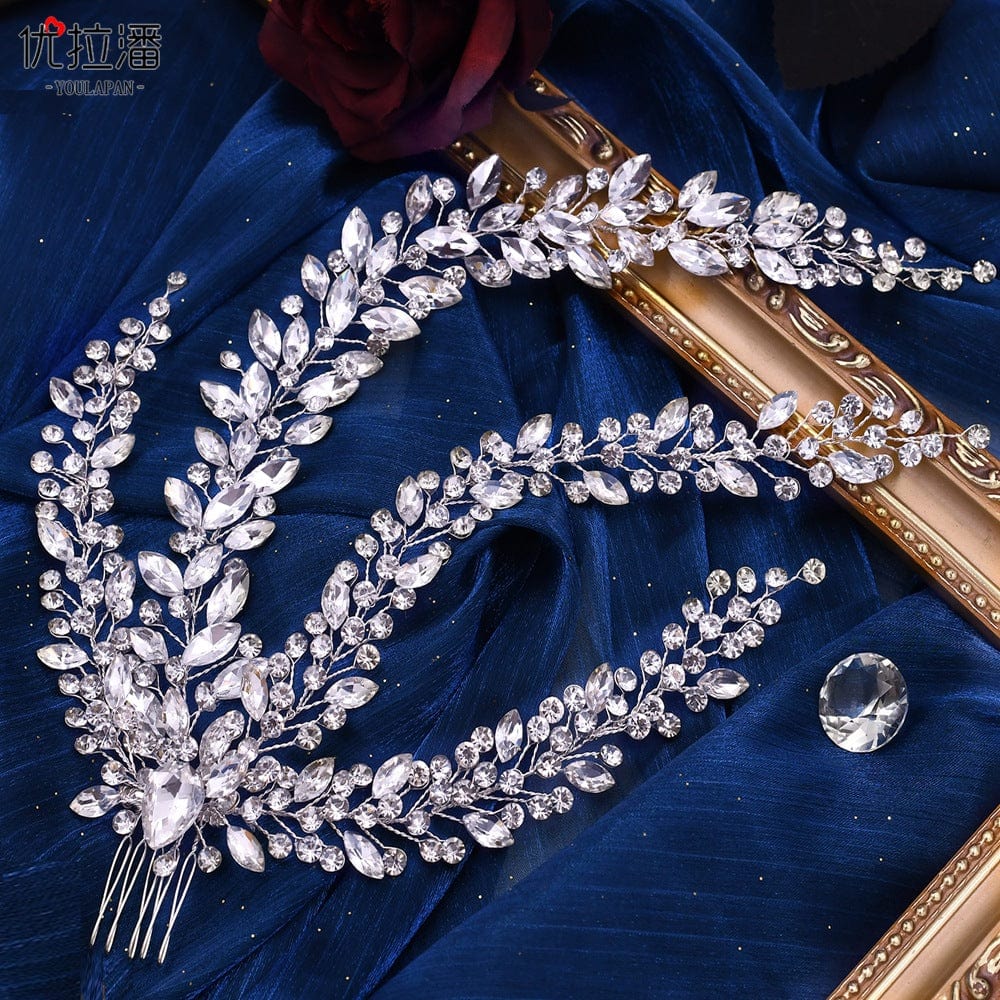 silver headdress S4201F    Silver Rhinestone Hair Comb Wedding Style Handmade bridal Hair tiara crown