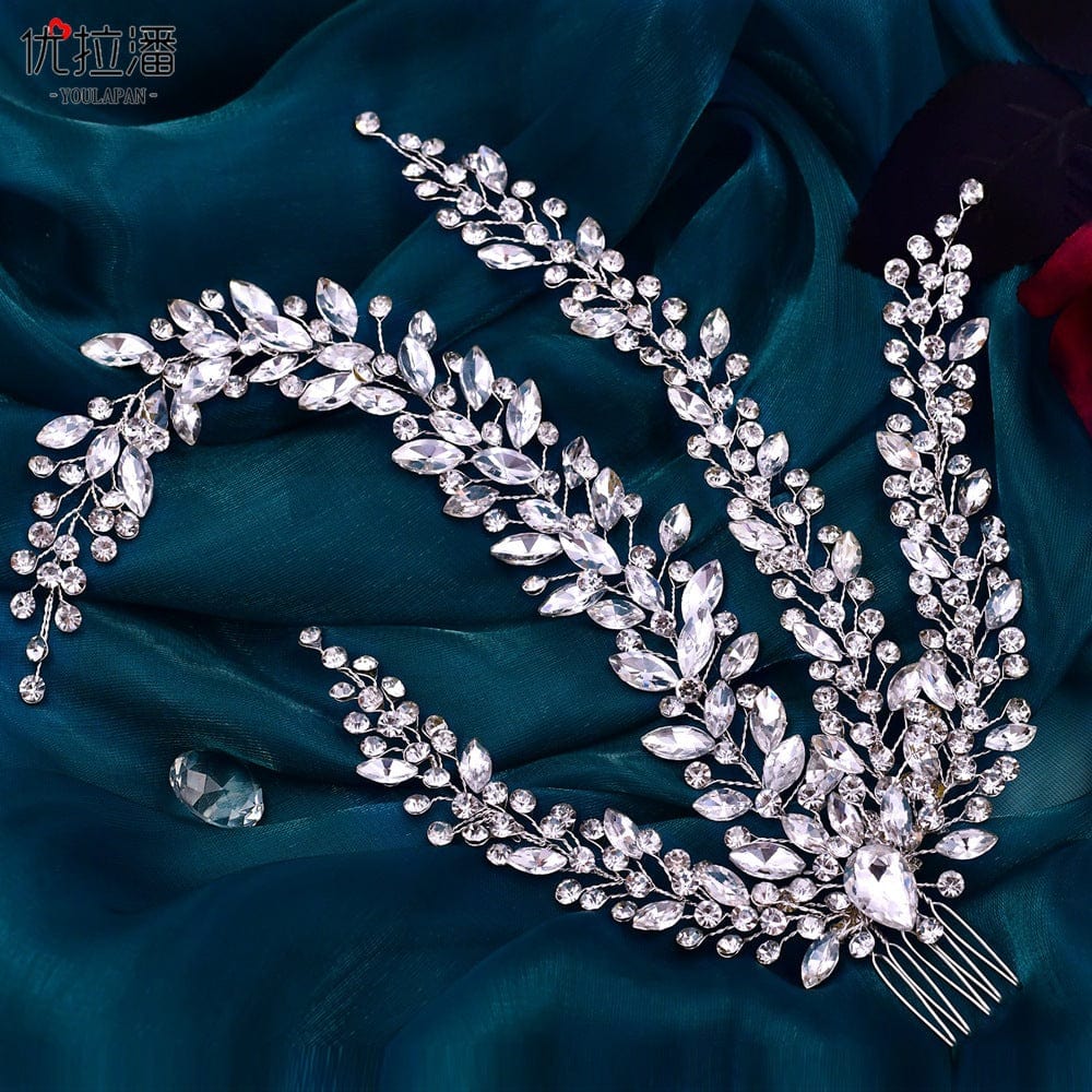 silver headdress S4201F    Silver Rhinestone Hair Comb Wedding Style Handmade bridal Hair tiara crown