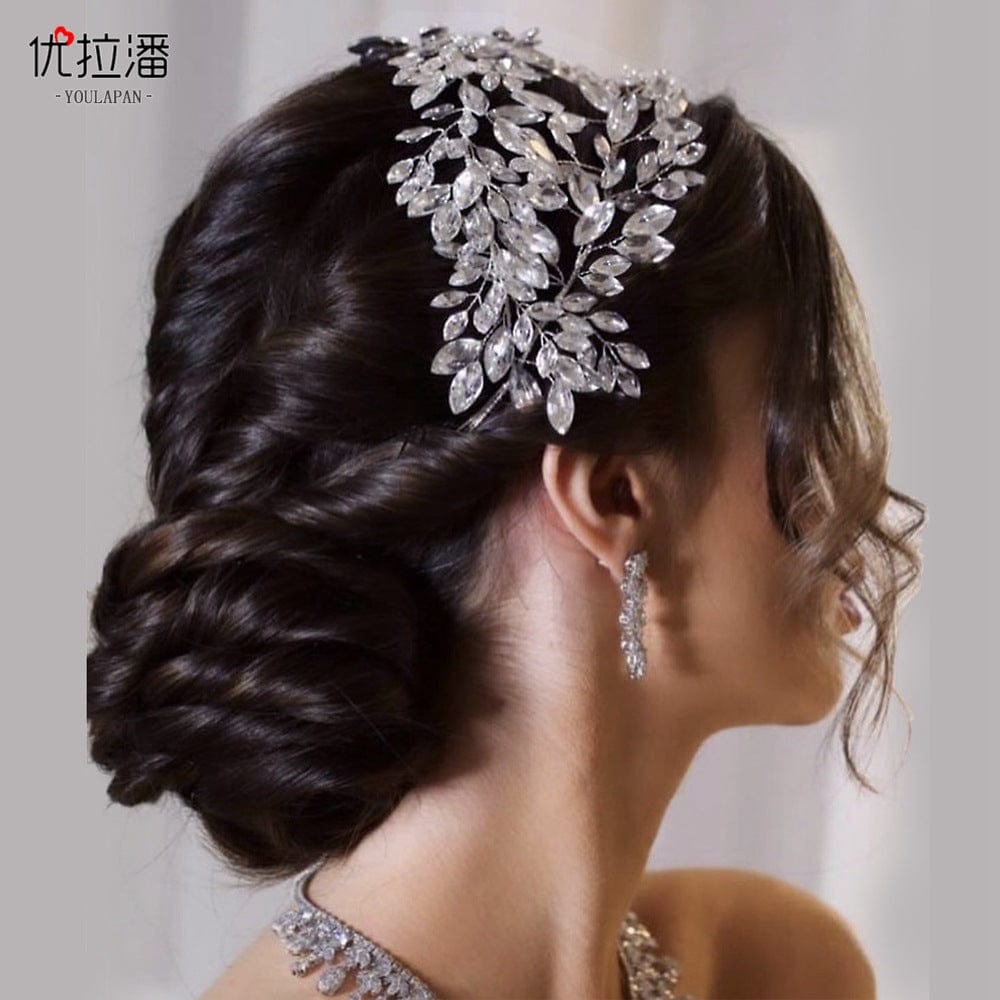 silver headdress S4207F   New Mesh Rhinestone Cross S-Bend Headgear Styling  Bridal Forehead Hair Accessories  wedding crystal tiara flower tiara