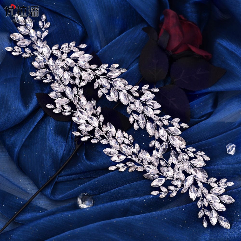 silver headdress S4207F   New Mesh Rhinestone Cross S-Bend Headgear Styling  Bridal Forehead Hair Accessories  wedding crystal tiara flower tiara