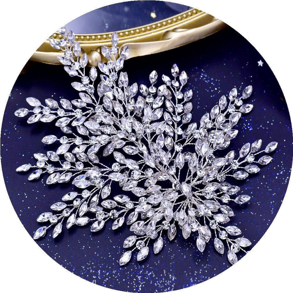 silver headdress S4225F    New jewelry simple leaf hair accessories handmade rhinestone crystal plate hair bridal headdress wedding tiara