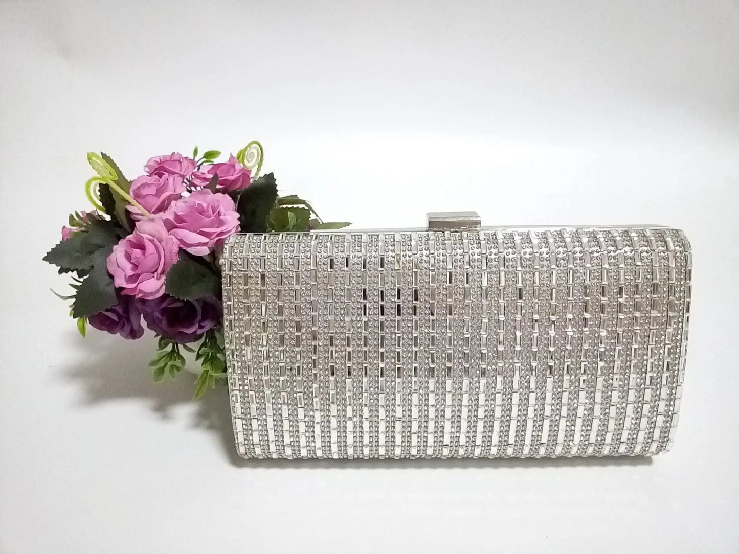silver Luxury Simple And Fashionable Tailoring Design Pure Color Metal Style Evening Bag Clutch