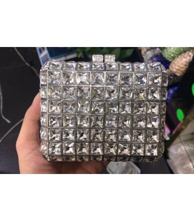 silver Luxury Women Plaid Green Crystal Clutch Bags MINI Minaudiere Rhinestone Purses Wedding Evening Bag Party Diamond Dinner Handbags