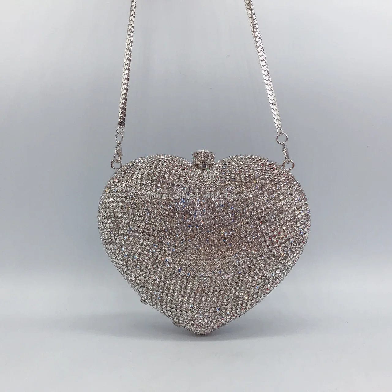 silver Original Factory Luxury Clutches Evening bags Pink Heart Rhinestone Bag Heart Shape Purse Crystal Handbag Party bags Women
