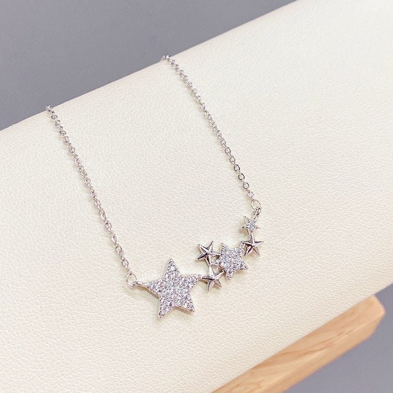Silver X336 New Hot Popular custom star pentagram Zircon Pendant Necklaces For Women Fashion Fine Jewelry