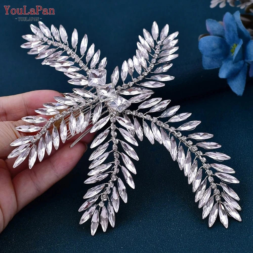 Silver Youlapan HP263 Exquisite Women Hair Comb Creative Starfish Shape Shiny Rhinestone Headwear Wedding Hair Accessory For Bridal