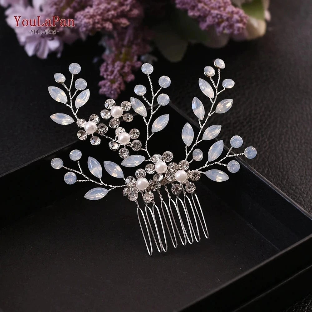 Silver YouLaPan HP293 Personalized Ladies Daily Headdress  Wedding Hair Accessories Bridal Pearls Rhinestone Hair Comb