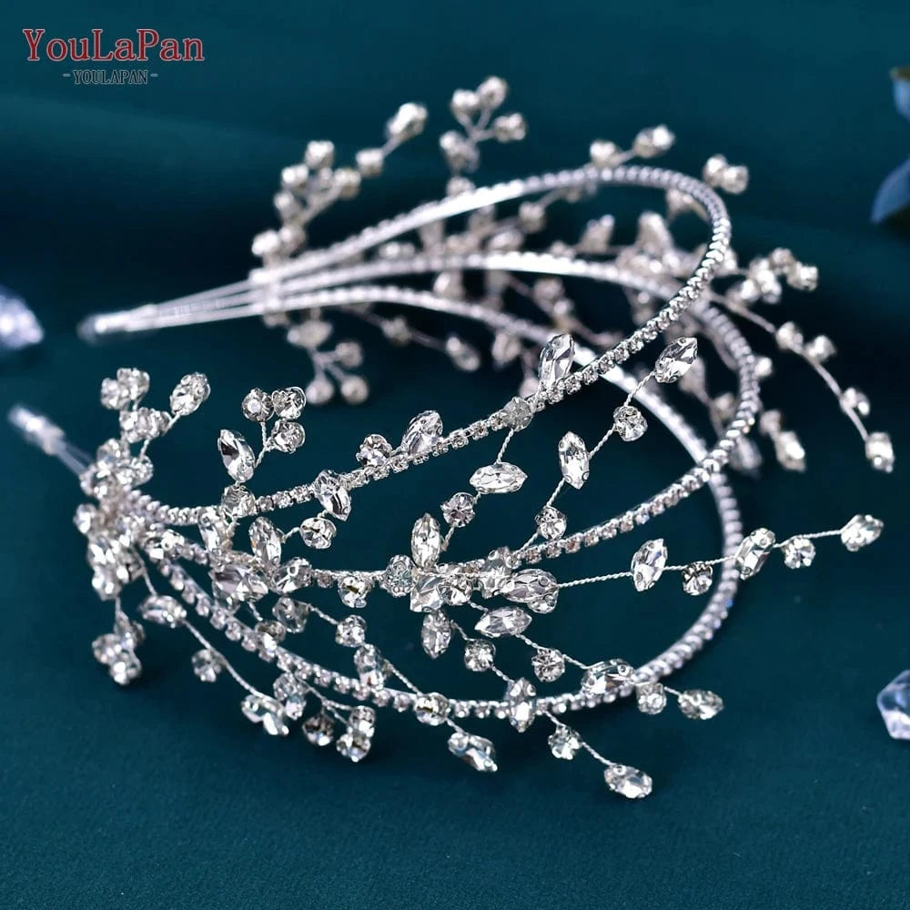 Silver Youlapan HP381 Fashion Women Daily Headbands Shiny Silver Rhinestones Party Wedding Bridal Hair Accessories Wholesale Tiara